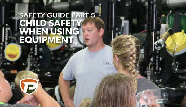 Jeff Blum in front of Puck equipment giving a speech to children with the overlaid title Safety Guide Part 5 Child Safety When Using Equipment