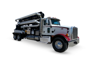 Puck Fire Boom Truck front passenger side angle with boom tucked away for transport