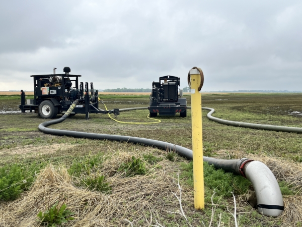 a PT 4570 connected to an underground pipe with Mainline hose