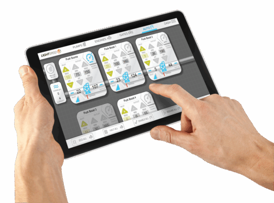 hands holding a tablet with LightSpeed