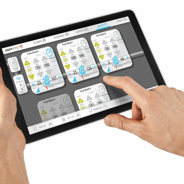 hands holding a tablet with LightSpeed