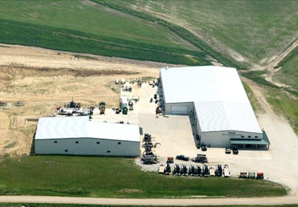 an aerial view of the Puck campus in 2011 consisting of 2 warehouses