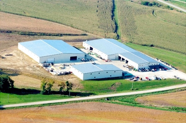 an aerial view of the Puck campus, now with 3 large warehouses