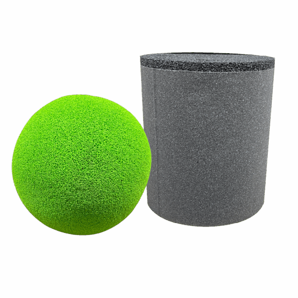 green pigging foam kickball and gray pigging foam bullet