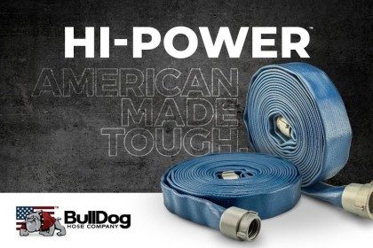 Hi-Power hose with the overlaid words "Hi-Power; American Made Tough"