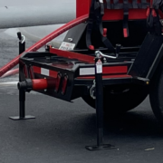 Puck Fire Foam Tote Trailer rear jacks in use