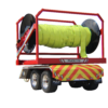 the back of a Puck Fire TTR15P with BullDog Hi-Vol TPU XLDH supply hose wrapped around the reel