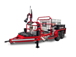 front drivers side angle of Puck Fire dual Foam Tote Trailer