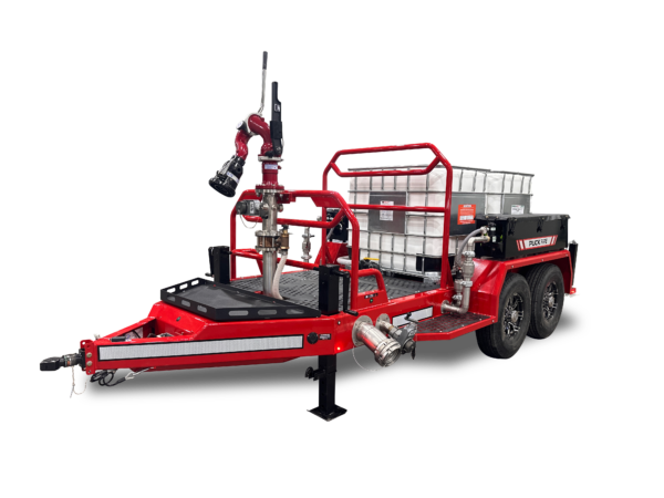 front drivers side angle of Puck Fire dual Foam Tote Trailer