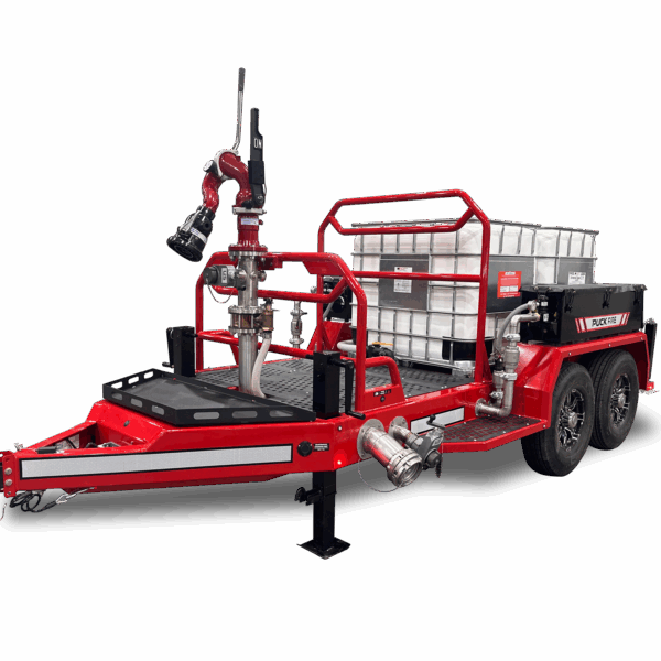 front drivers side angle of Puck Fire dual Foam Tote Trailer