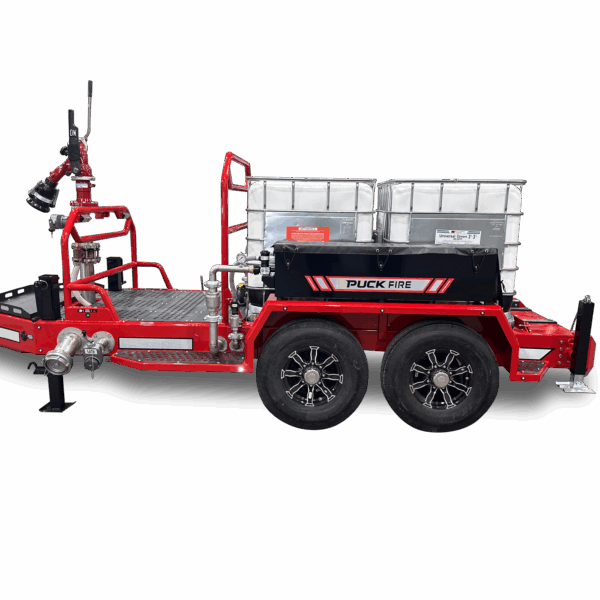 drivers side view of Puck Fire Dual Foam Tote Trailer