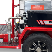 additional steel and flexible piping on the drivers side of the Puck Fire Dual Foam Tote Trailer