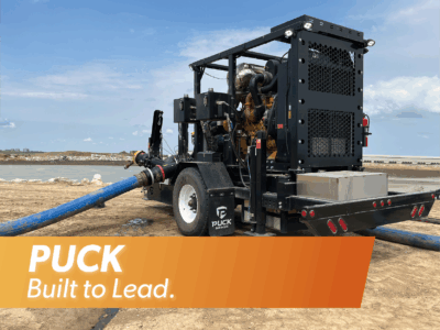 a lead pump with connected hose and the title overlay reading Puck Built to Lead.